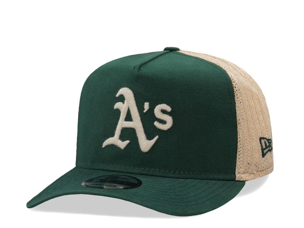 New Era Oakland Athletics Grained Green Edition 9Fifty Trucker A Frame Snapback Cap