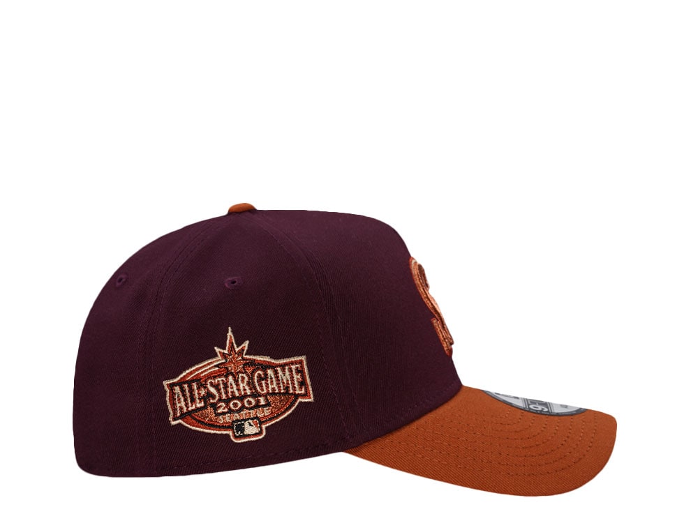 New Era Seattle Mariners All Star Game 2001 Maroon Rust Two Tone Edition 9Forty A Frame Snapback Cap
